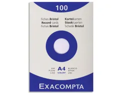 Etui 100 fiches exacompta bristol uni non perforee blanc 210x297 mm