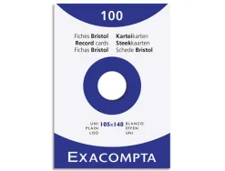 Etui 100 fiches exacompta bristol uni non perforee blanc 105x148mm