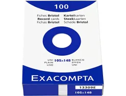 Etui 100 fiches exacompta bristol uni non perforee blanc 105x148mm