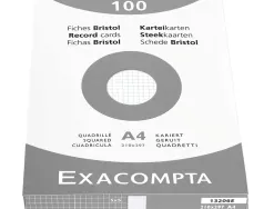 Etui 100 fiches exacompta bristol quadrillee 5x5 non perforee blanc 210x297mm