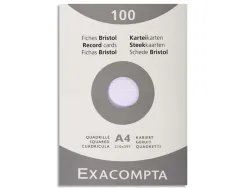 Etui 100 fiches exacompta bristol quadrillee 5x5 non perforee blanc 210x297mm