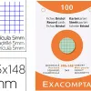Etui 100 fiches exacompta bristol quadrillee 5x5 non perforee blanc 105x148mm coloris assortis