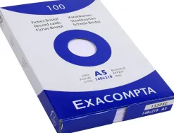 Etui 100 fiches exacompta bristol uni non perforee blanc 148x210mm