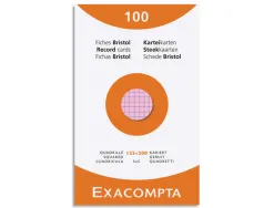 Etui 100 fiches exacompta bristol quadrillee 5x5 non perforee assortis 125x200mm