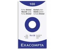 Etui 100 fiches exacompta bristol uni non perforee blanc 75x125mm