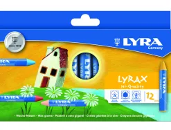 Etui craies a la cire d abeille lyrax lyra ergonomique forme triangulaire 9 cm 12 unites