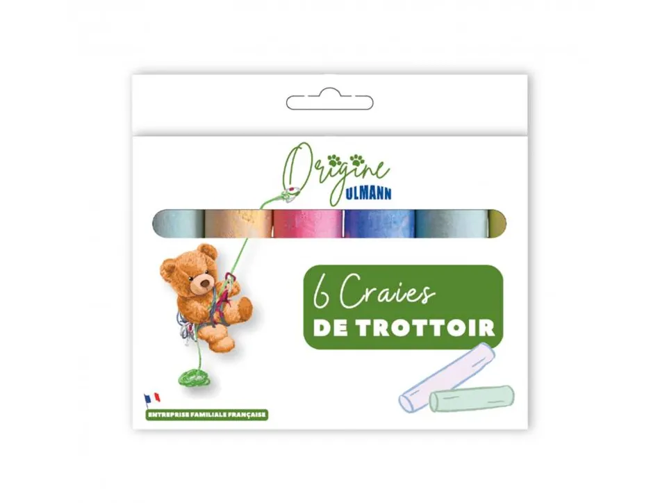 Etui craies de trottoir ulmann 6 unites coloris assortis