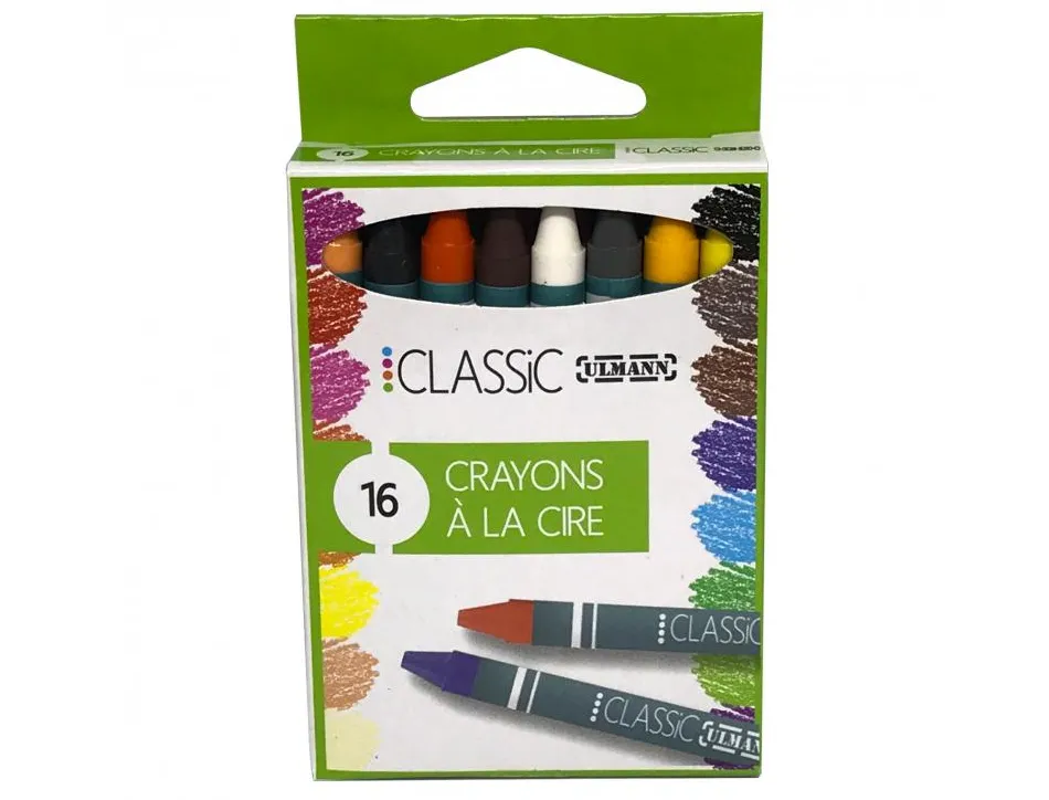 Etui crayons cire economique ulmann 90 mm 16 unites coloris assortis