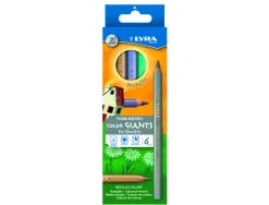 Etui crayons de couleur geantes lyra forme hexagonales bois 18cm mine 6mm 6 unites coloris