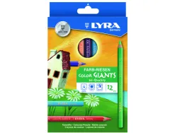 Etui crayons de couleur geantes lyra forme hexagonales bois 18cm mine 6mm 12 unites coloris