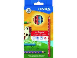 Etui crayons de couleur groove lyra forme triangulaire bois 17cm mine 4mm 10 unites coloris