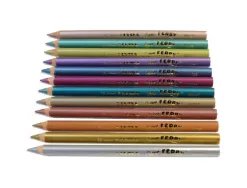 Etui crayons de couleur super ferby lyra forme triangulaire bois 12cm mine 6mm 12 unites coloris metalliques assortis