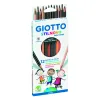 Etui crayons de couleur stilnovo giotto forme hexagonale bois de cedre 18cm mine 3mm 12 unites coloris