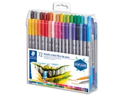 Etui de 72 feutres de coloriage staedtler 3200 design journey double pointe 3,0mm/0,5-0,8mm assortis