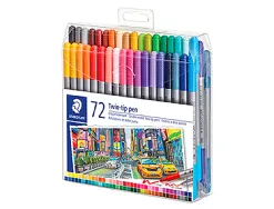 Etui de 72 feutres de coloriage staedtler 3200 design journey double pointe 3,0mm/0,5-0,8mm assortis