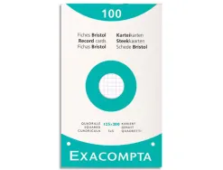 Etui de 100 fiches exacompta bristol blanc quadrille 5x5 uni perforee 125x200mm