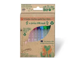 Etui feutres ecriture recycles ulmann pointe 0,4mm 10 unites coloris assortis
