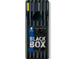 Etui staedtler triplus set 6 unites 2 feutres 1 bleu 1 noir 1 roller noir 1 stylo bleu 1 porte-mine hb et 1 surligneur