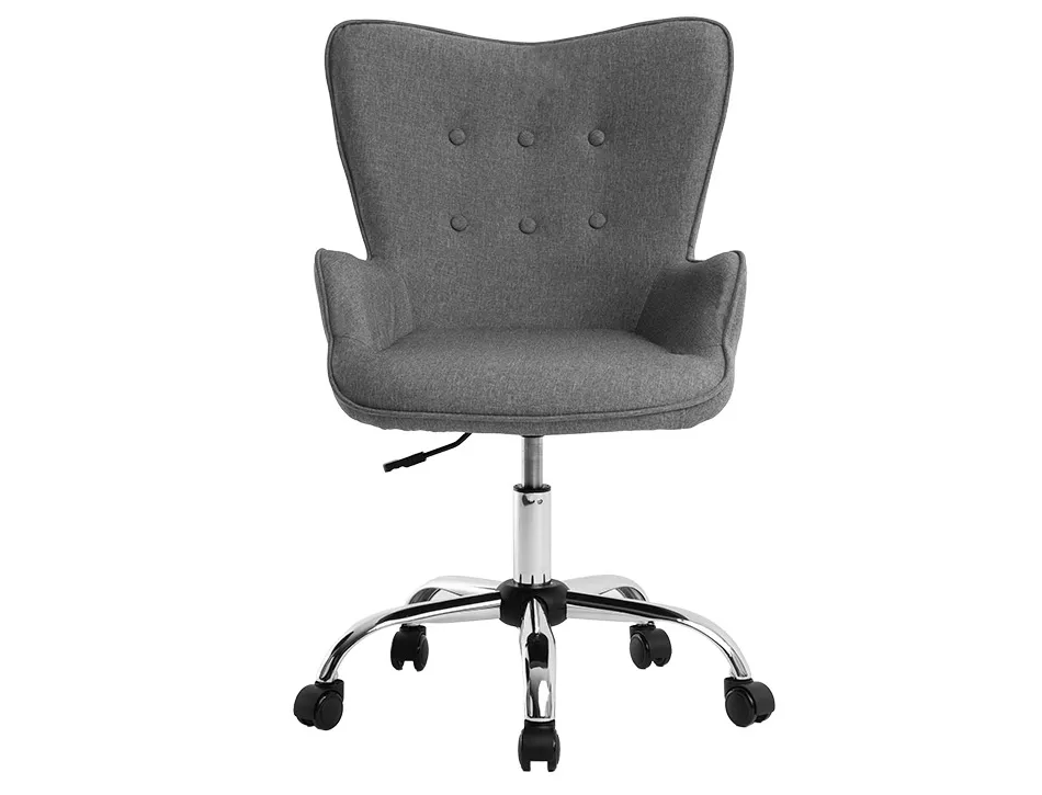 Fauteuil bureau q-connect messina recouvert tissu base metal chrome hauteur max 960mm largeur 570mm prof 620mm gris