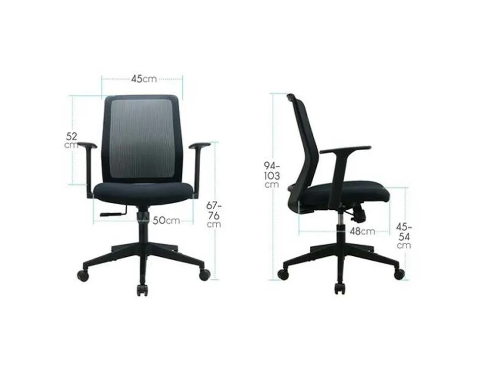 Fauteuil de bureau assise en tissu dossier en maille avec mecanisme synchrone minoris coloris noir