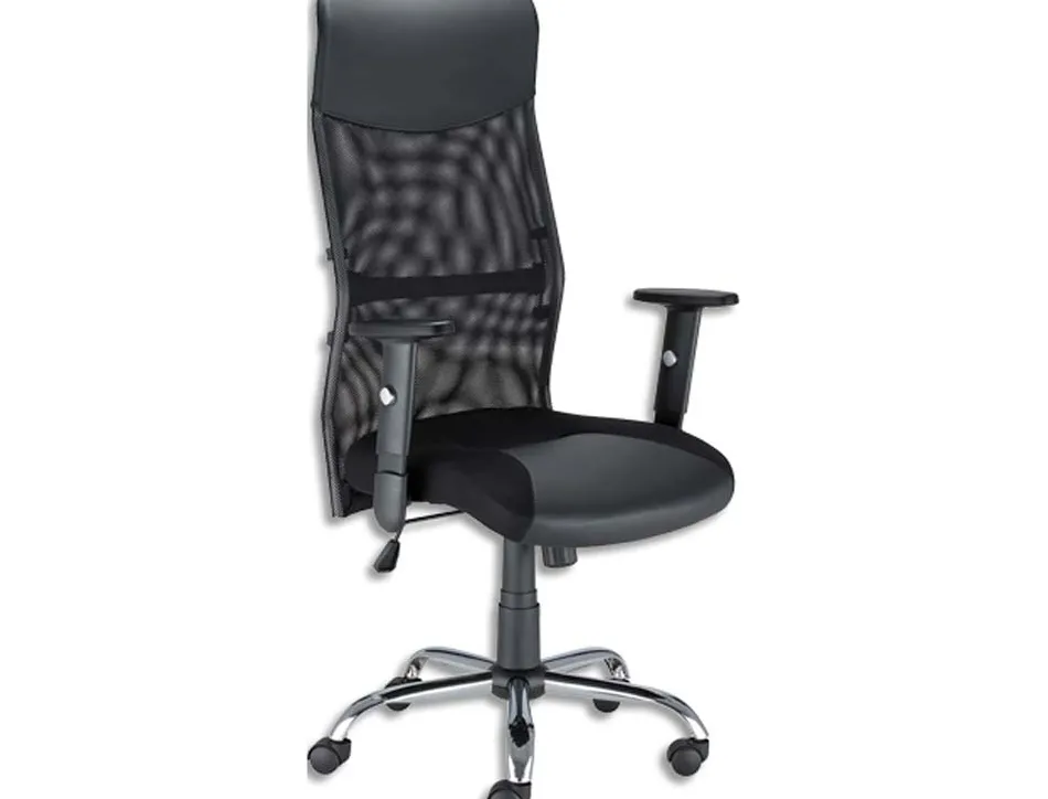 Fauteuil de bureau hit dossier haut en résille avec appui-tête mécanisme basculant coloris noir