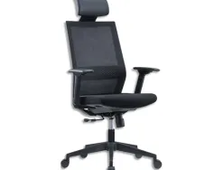 Fauteuil de bureau mt international dossier en resille avec têtière mecanisme synchrone coloris noir