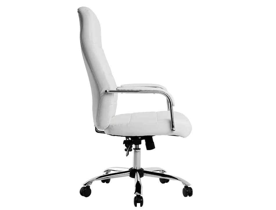 Fauteuil de direction q-connect piave simili cuir base acier chrome hauteur max 1250mm largeur 610mm prof 700mm blanc