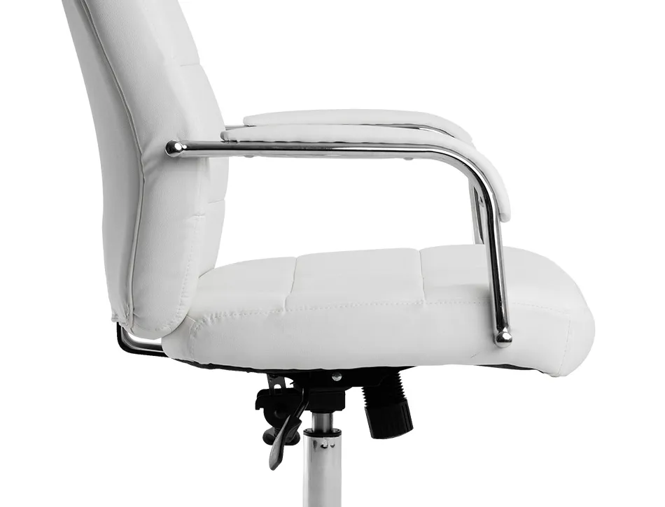 Fauteuil de direction q-connect piave simili cuir base acier chrome hauteur max 1250mm largeur 610mm prof 700mm blanc