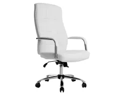Fauteuil de direction q-connect piave simili cuir base acier chrome hauteur max 1250mm largeur 610mm prof 700mm blanc