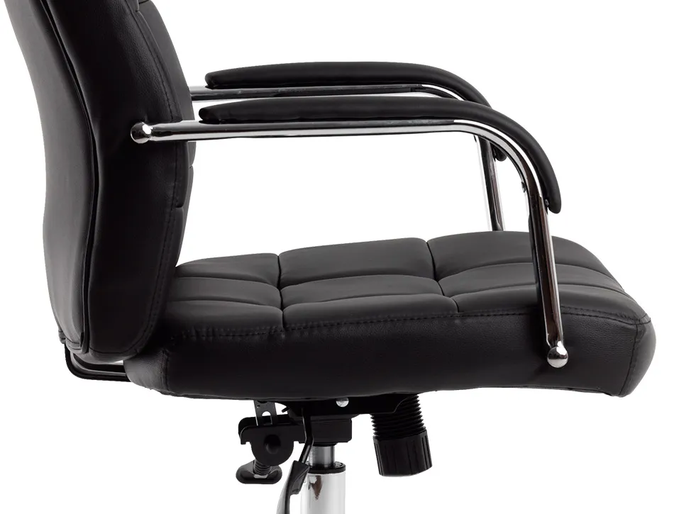 Fauteuil de direction q-connect piave simili cuir base acier chrome hauteur max 1250mm largeur 610mm prof 700mm noir