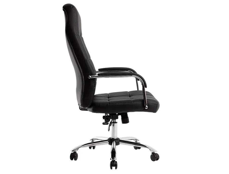 Fauteuil de direction q-connect piave simili cuir base acier chrome hauteur max 1250mm largeur 610mm prof 700mm noir