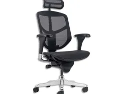 Fauteuil enjoy resille noir tetiere mecanisme synchrone accoudoirs 3d reglables
