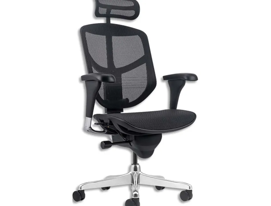 Fauteuil enjoy resille noir tetiere mecanisme synchrone accoudoirs 3d reglables