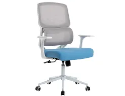 Fauteuil ergonomique q-connect lucca maille base metal chrome hauteur max 1090mm largeur 700mm prof 650mm gris/bla/bleu