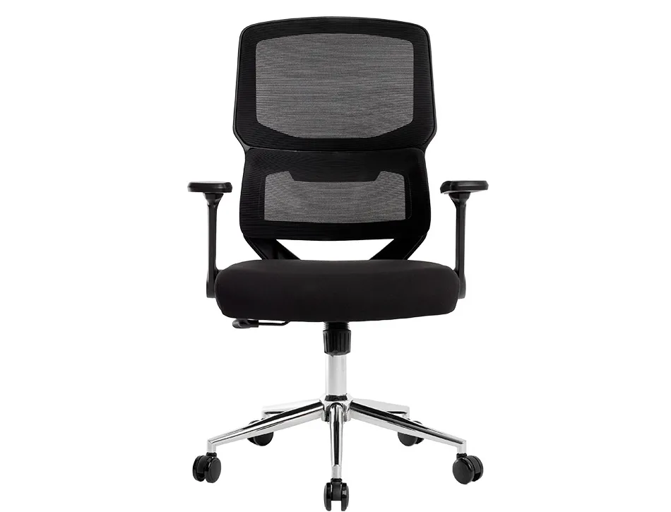Fauteuil ergonomique q-connect lucca maille base metal chrome hauteur max 1090mm largeur 700mm prof 650mm coloris noir