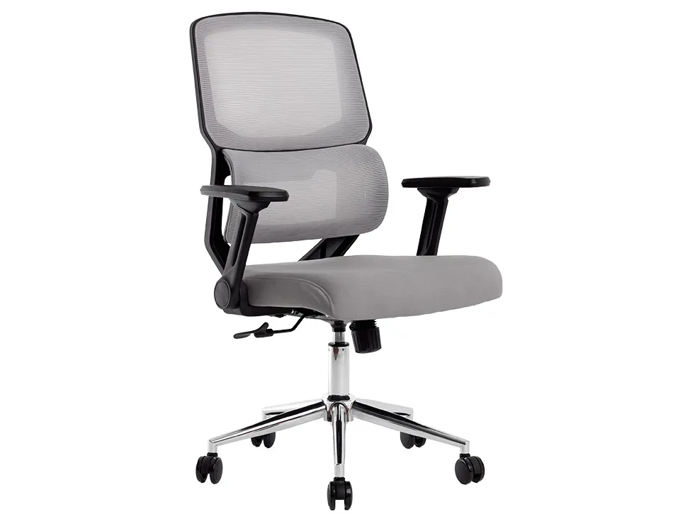 Fauteuil ergonomique q-connect lucca maille base metal chrome hauteur max 1090mm largeur 700mm prof 650mm gris et noir