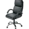 Fauteuil nadir croûte de cuir noire mécanisme basculant centré accoudoirs fixes