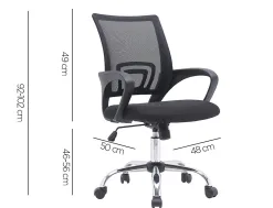 Fauteuil operateur q-connect siena maille base metal chrome hauteur max 1000mm largeur 560mm prof 570mm coloris noir