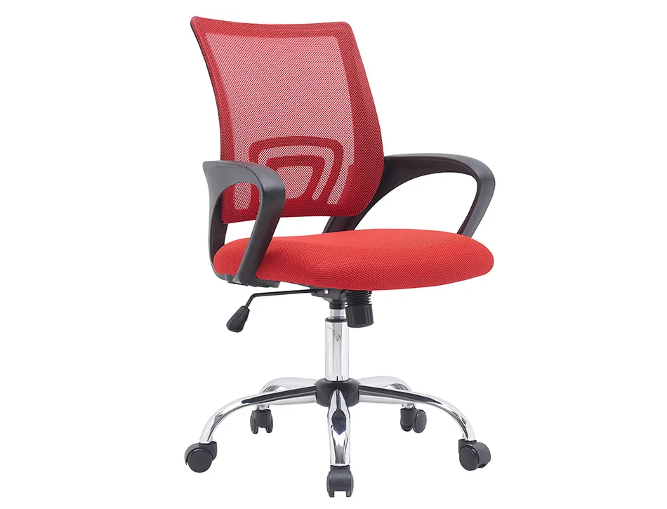 Fauteuil operateur q-connect siena maille base metal chrome hauteur max 1000mm largeur 560mm prof 570mm noir et rouge