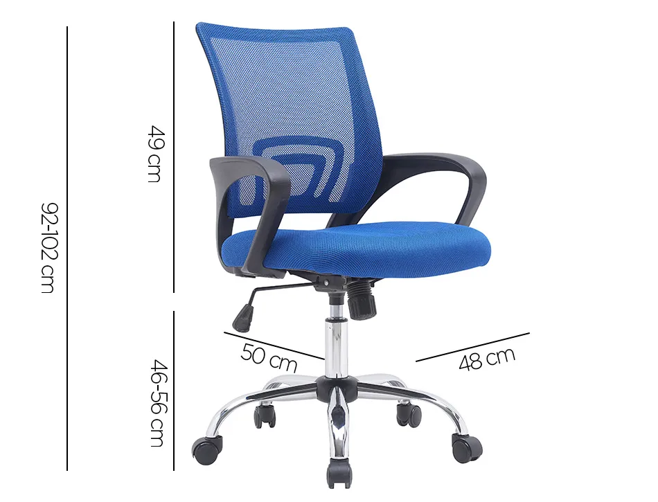 Fauteuil operateur q-connect siena maille base metal chrome hauteur max 1000mm largeur 560mm prof 570mm noir et bleu