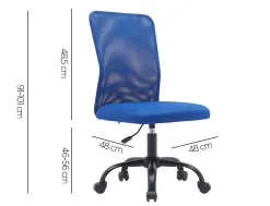 Fauteuil operateur q-connect parma maille base metal sans accoudoirs hauteur max 990mm largeur 480mm prof 590mm bleu
