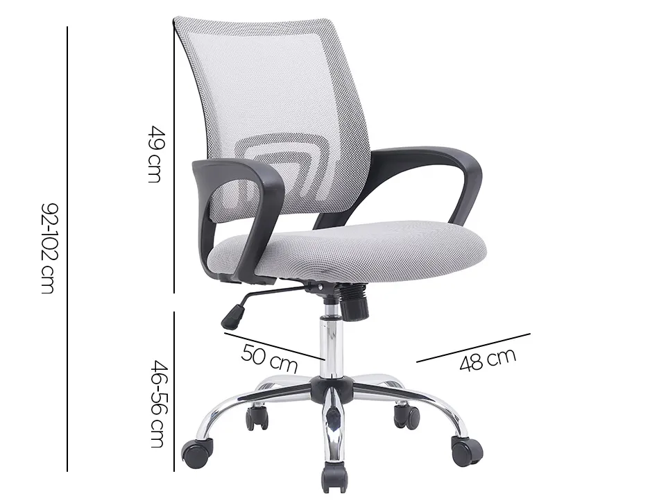 Fauteuil operateur q-connect siena maille base metal chrome hauteur max 1000mm largeur 560mm prof 570mm blanc et gris