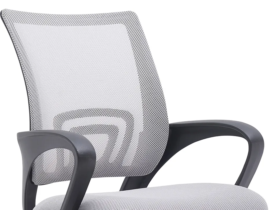 Fauteuil operateur q-connect siena maille base metal chrome hauteur max 1000mm largeur 560mm prof 570mm blanc et gris