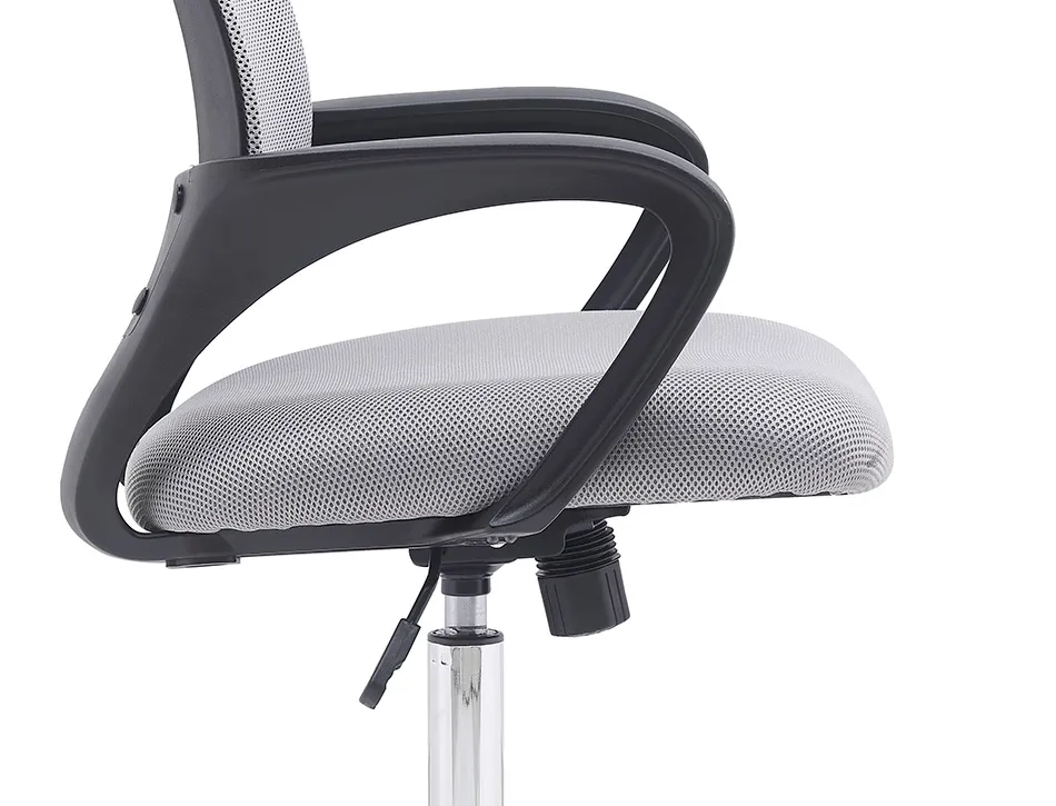 Fauteuil operateur q-connect siena maille base metal chrome hauteur max 1000mm largeur 560mm prof 570mm blanc et gris