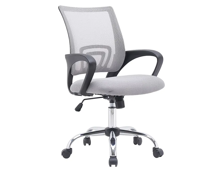 Fauteuil operateur q-connect siena maille base metal chrome hauteur max 1000mm largeur 560mm prof 570mm blanc et gris
