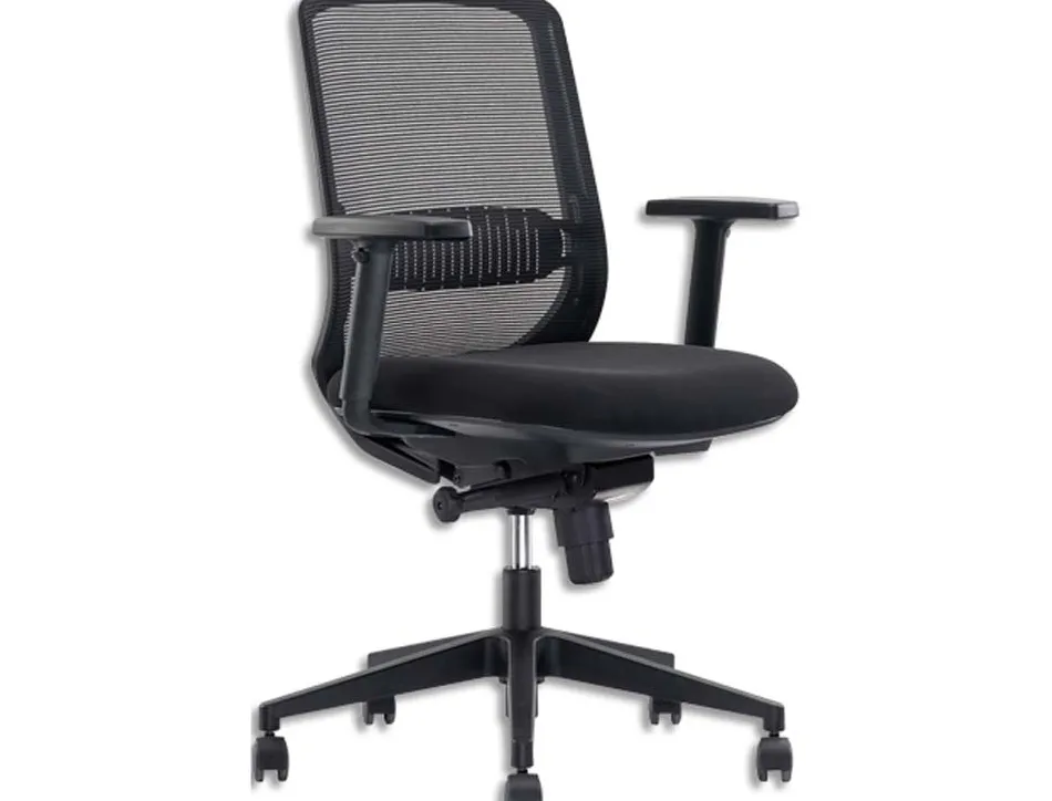 Fauteuil orco assise tissu dossier resille noir mecanisme synchrone accoudoirs reglables