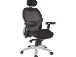 Fauteuil tempo dossier resille assise mesh noir mecanisme basculant decale accoudoirs reglables
