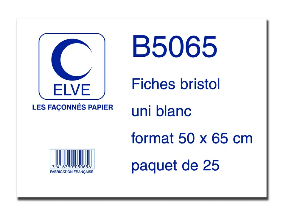 Feuille bristol elve 50x65cm 190g uni blanc