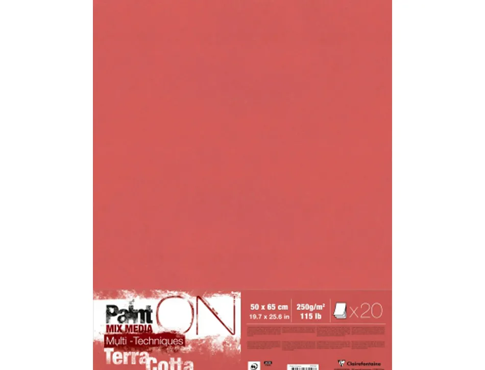 Feuille dessin clairefontaine paint on 500x650mm 250g coloris terracotta paquet 10 unites