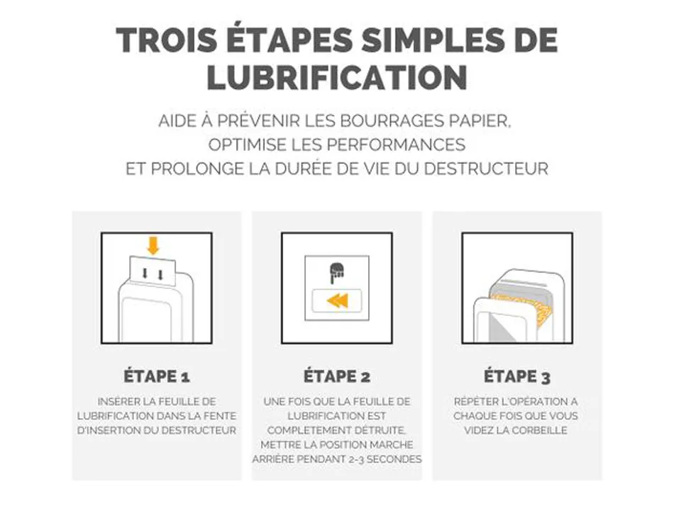 Feuille lubrification fellowes pour destructeurs performance+ paquet 10 unites